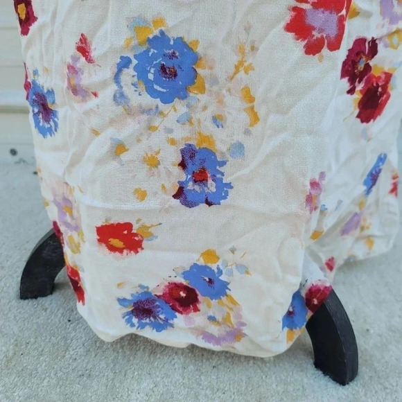 Lucky Brand Ivory Floral Tie Waist Sleeveless V-Neck Maxi Flowy Dress sz XL - Picture 8 of 11